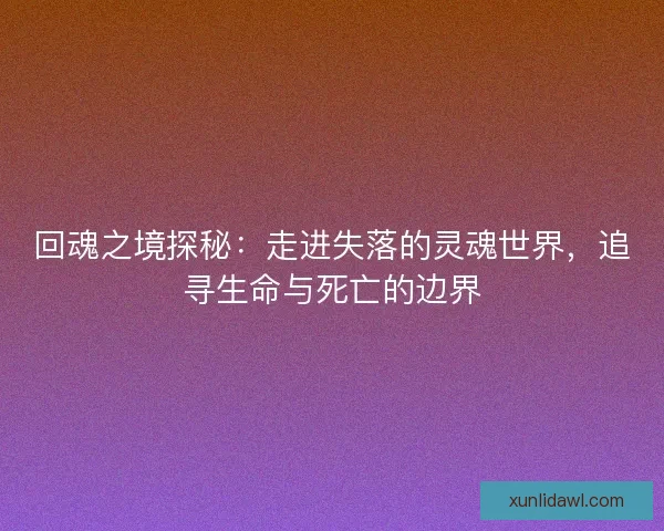 回魂之境探秘：走进失落的灵魂世界，追寻生命与死亡的边界